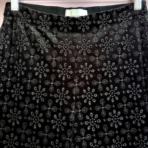 Anthropologie The Joni Black High Rise Velvet Eyelet Pull On Flare Pants - Picture 6 of 15